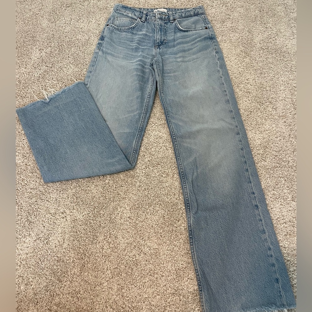 Zara blue wide leg jeans